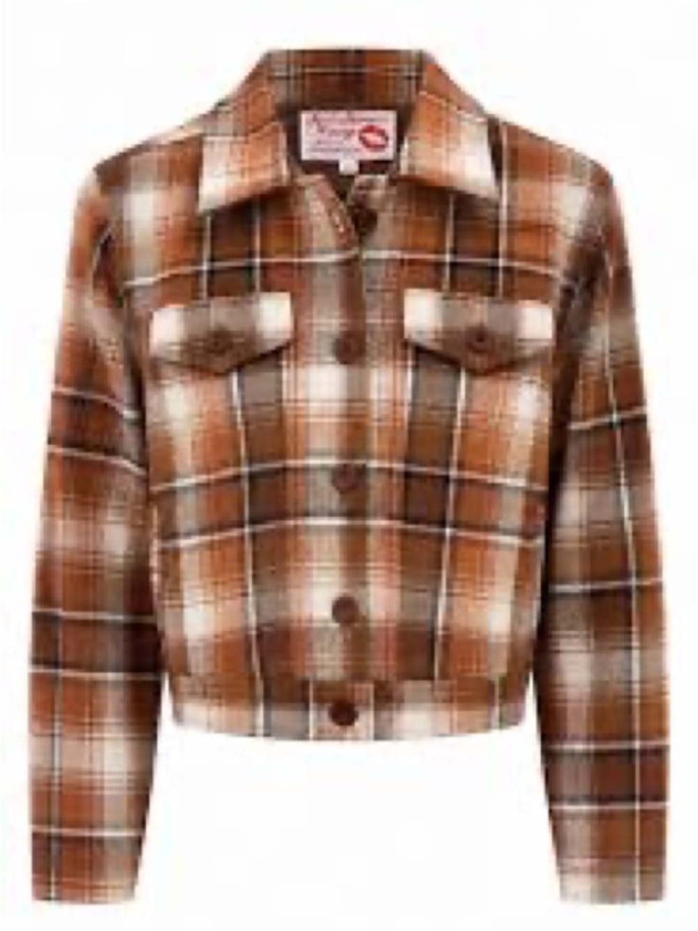 Women’s Brown Plaid Button-Front Jacket